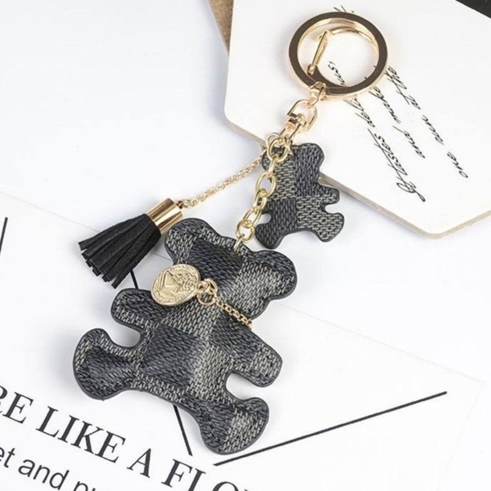 Black Checkered Teddy Keychain